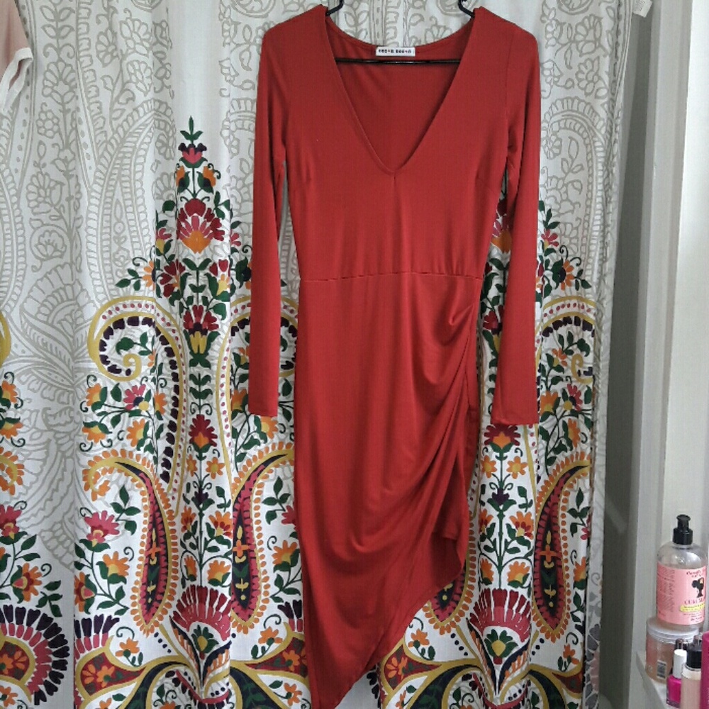 Burnt Orange asymmetric dress