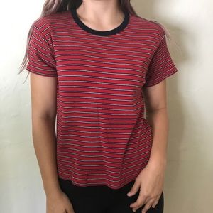 brandy red striped tee