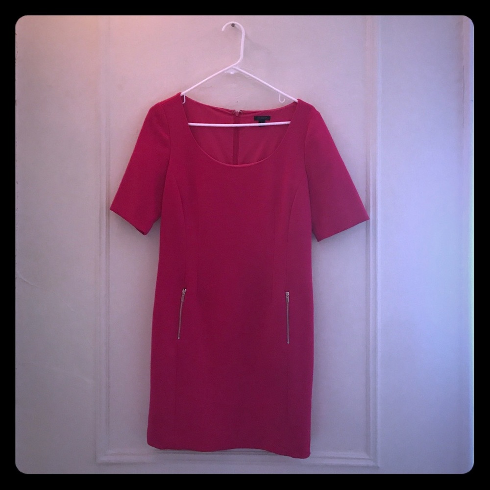 Ann Taylor hot pink short sleeve shift dress