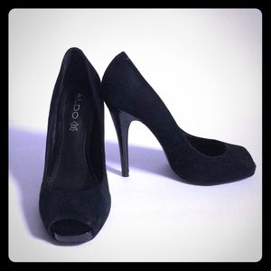 Aldo high heel open toe shoes. Black