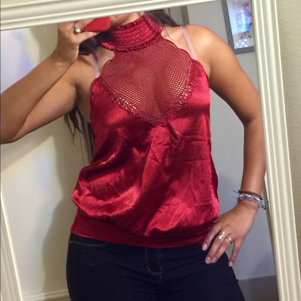 2B Bebe Silk & Mesh Halter Top