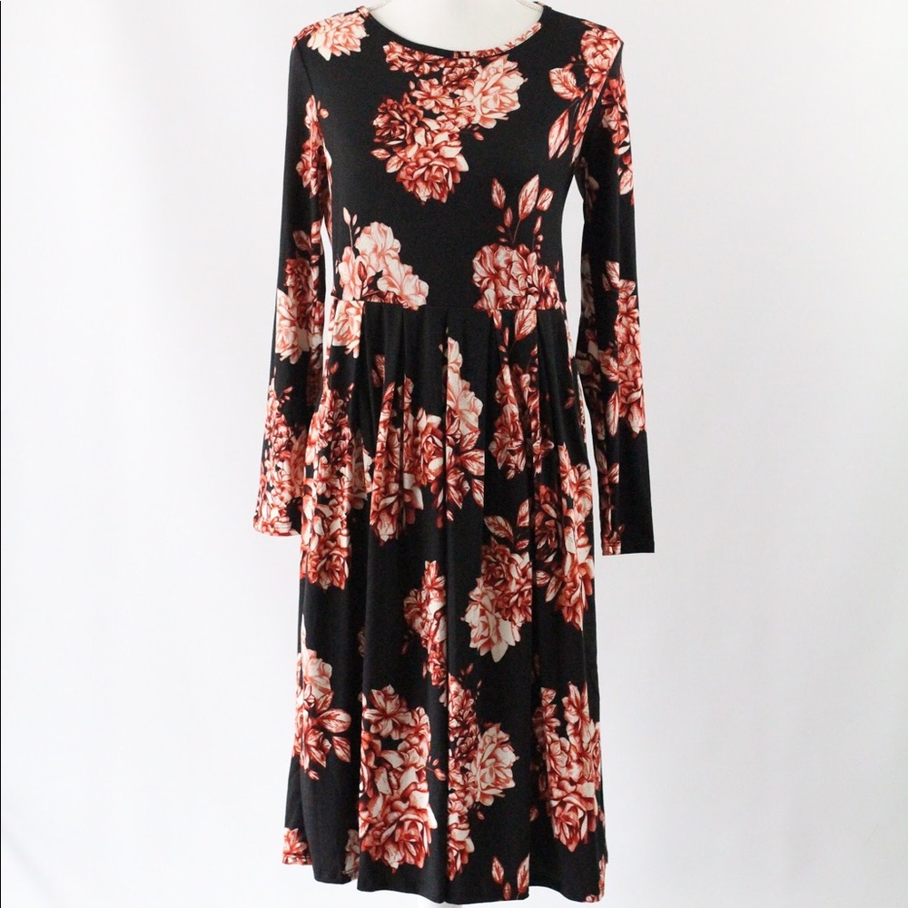 Soft Floral Print Midi Dress