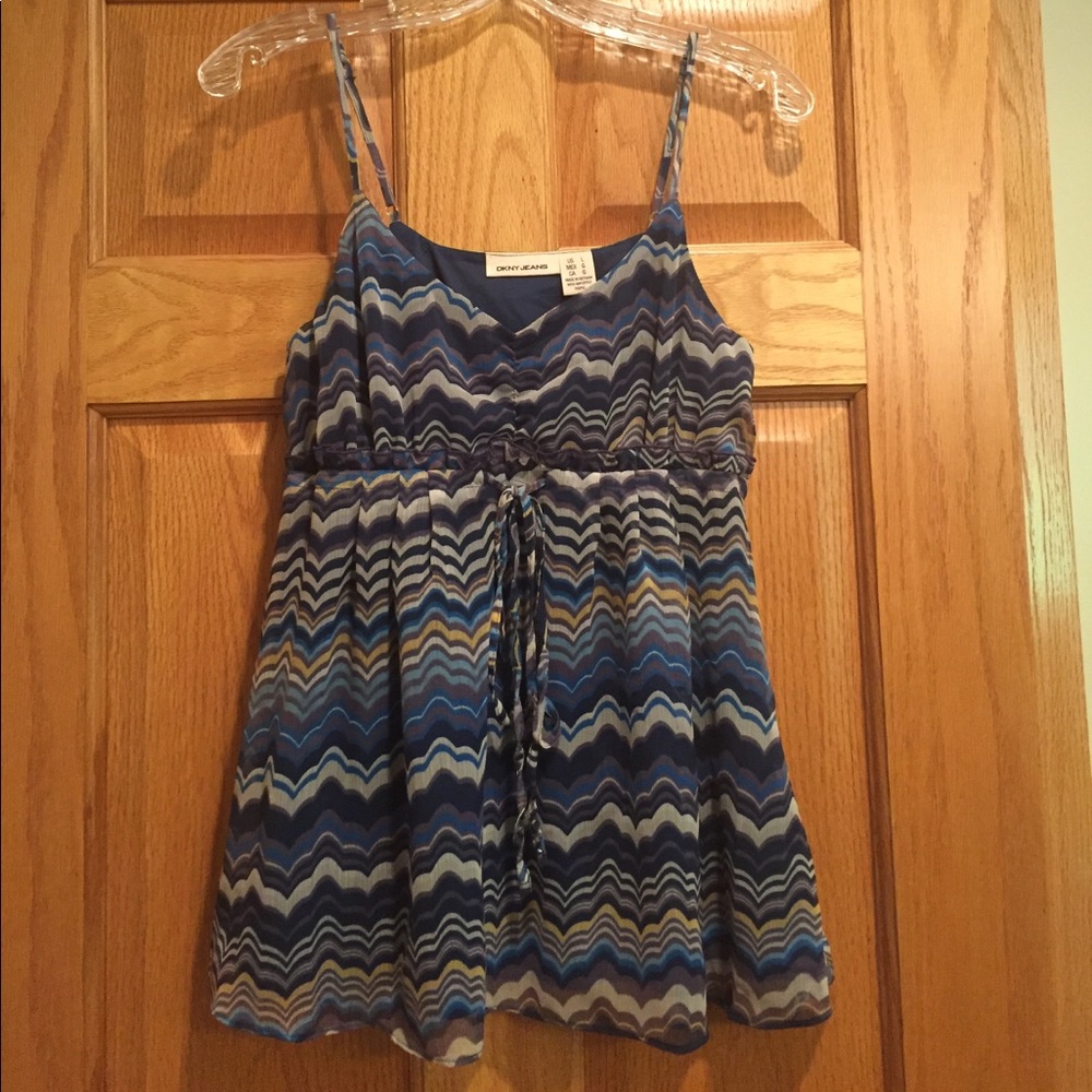 DKNY adjustable thin strap flowy top.