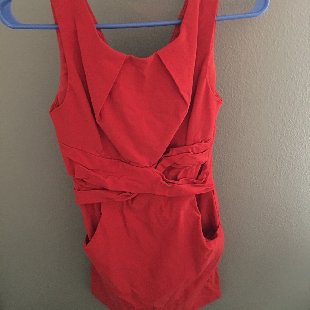 Red mini dress.