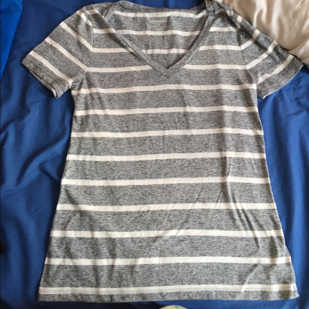 Women's Striped Gray&White Tee from Old Navy