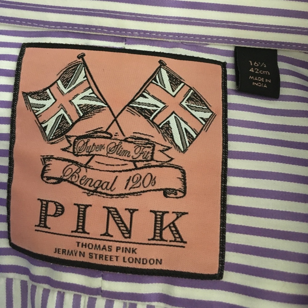 Thomas Pink purple and white stripe button down