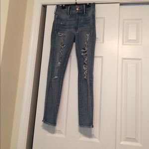 Light blue high wasted ripped American Eagle jeans