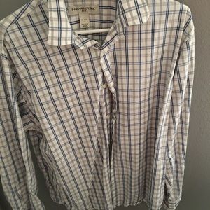 Men's blue and gray dress shirt