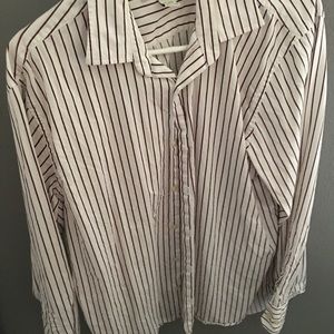 Men's red and white striped shirt.