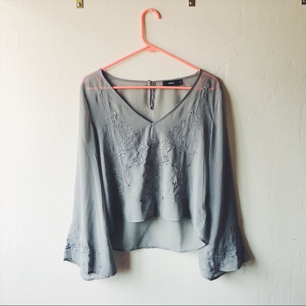 Sheer Bell Sleeve NastyGal Top size Small