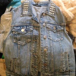 Studded denim vest