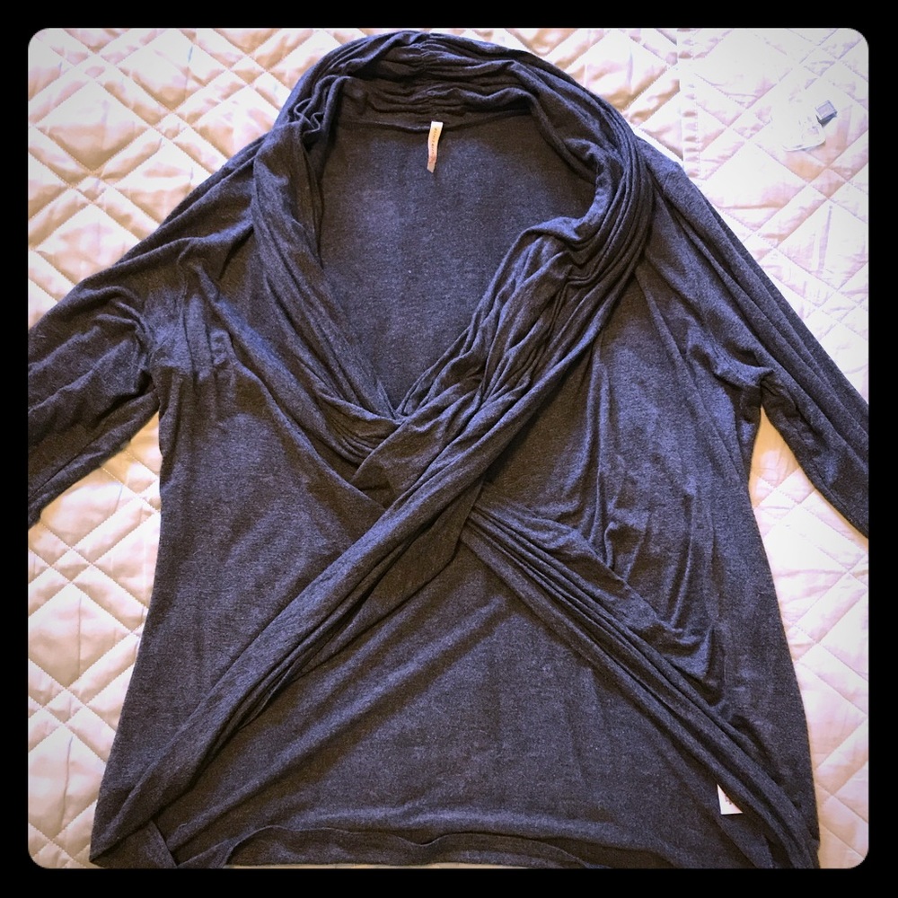 Olivia Moon Draped cowl-neck cross cross top