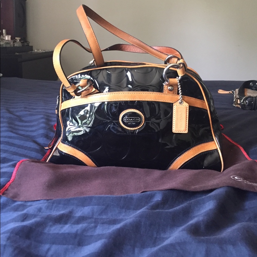 Black patent leather Coach Purse