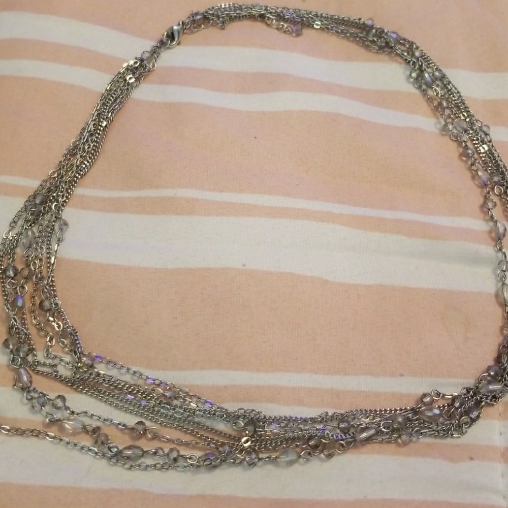Silver necklace with beaded jewels