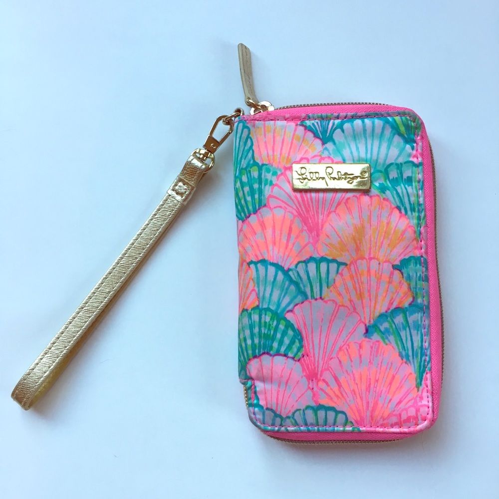 Lilly pulitzer Multi Oh Shello Tiki Palm wristlet