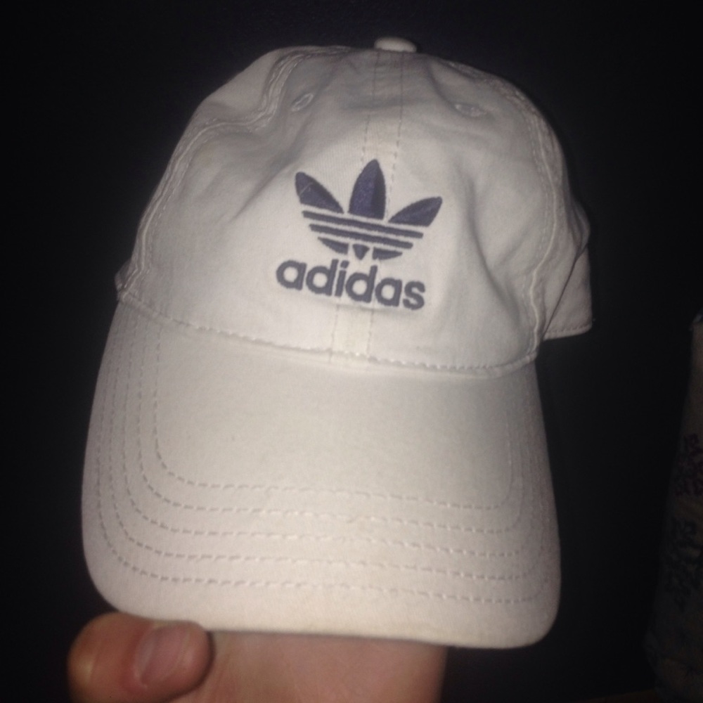 White and navy adidas hat