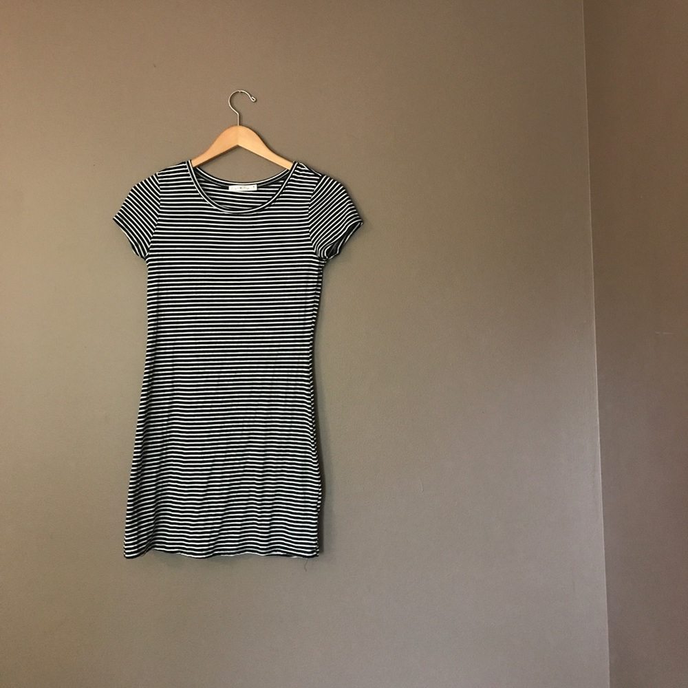 Black and white striped dress