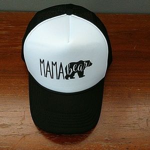 Hat trucker mama bear black and white nwot