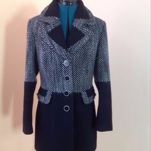 Elema Black & White Wool Blend Coat ~ US4/6