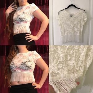 Flower lace crop top