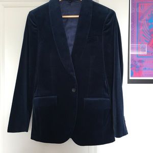 J Crew Ludlow Blue Velvet Blazer