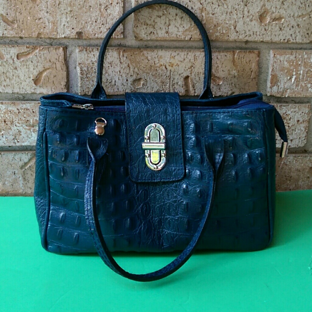 Italian Leather Purse in Blue