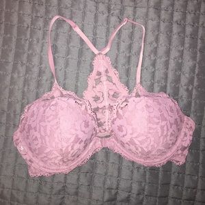 Lavender Victoria's Secret Pink lace racerback bra