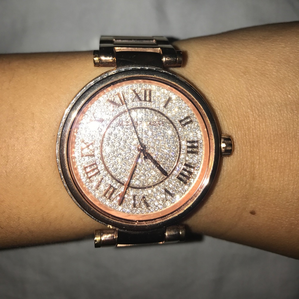 Rose gold Michael kors watch w crystals all over