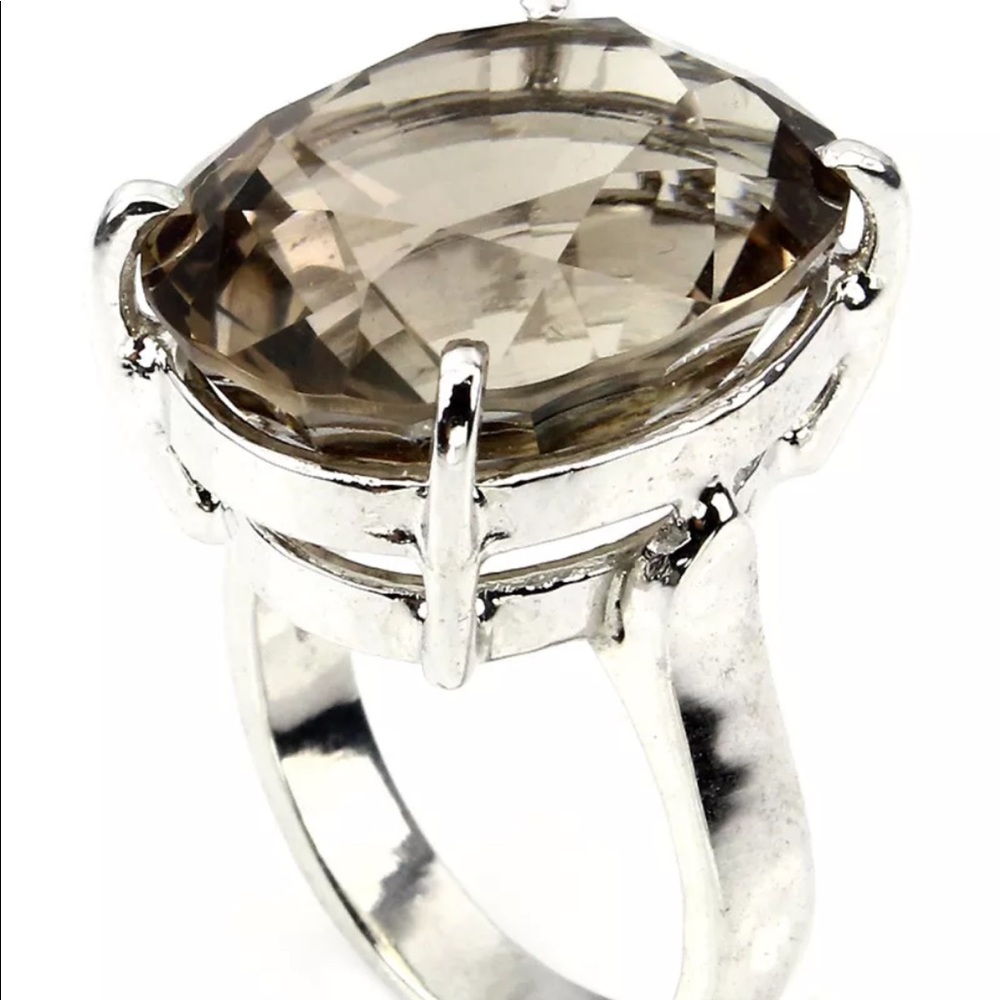 Genuine Smoky Quartz Ring .925 Sterling S., 7.5