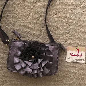 Small Purple Shoulder Strap Purse with Flower