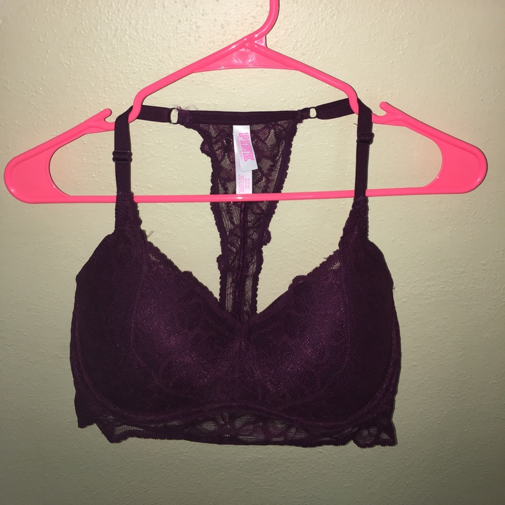 Victoria's Secret Pink maroon lace racerback bra