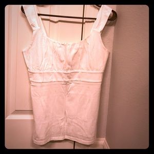 Sleeveless white top with ruching