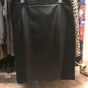 LOFT ponte and faux leather skirt