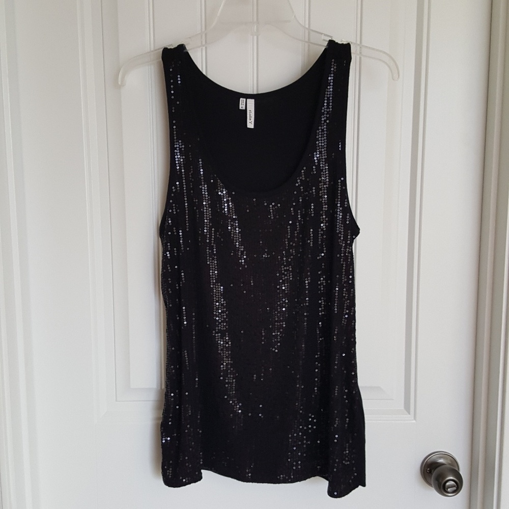 Black Sequin Tank Top