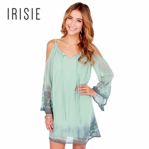 IRISIE Women's Sea Foam Green Cold Shoulder Dress
