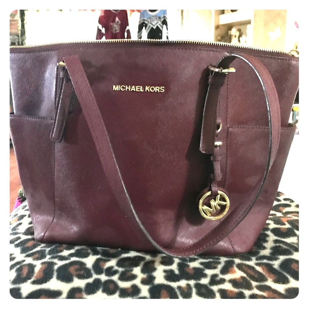 Maroon Michael Kors tote