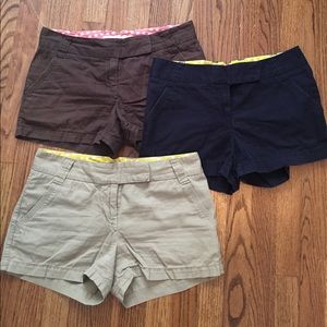 3 J. Crew chino shorts. Size 2