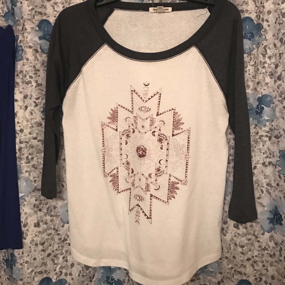 Billabong white and grey baseball tee