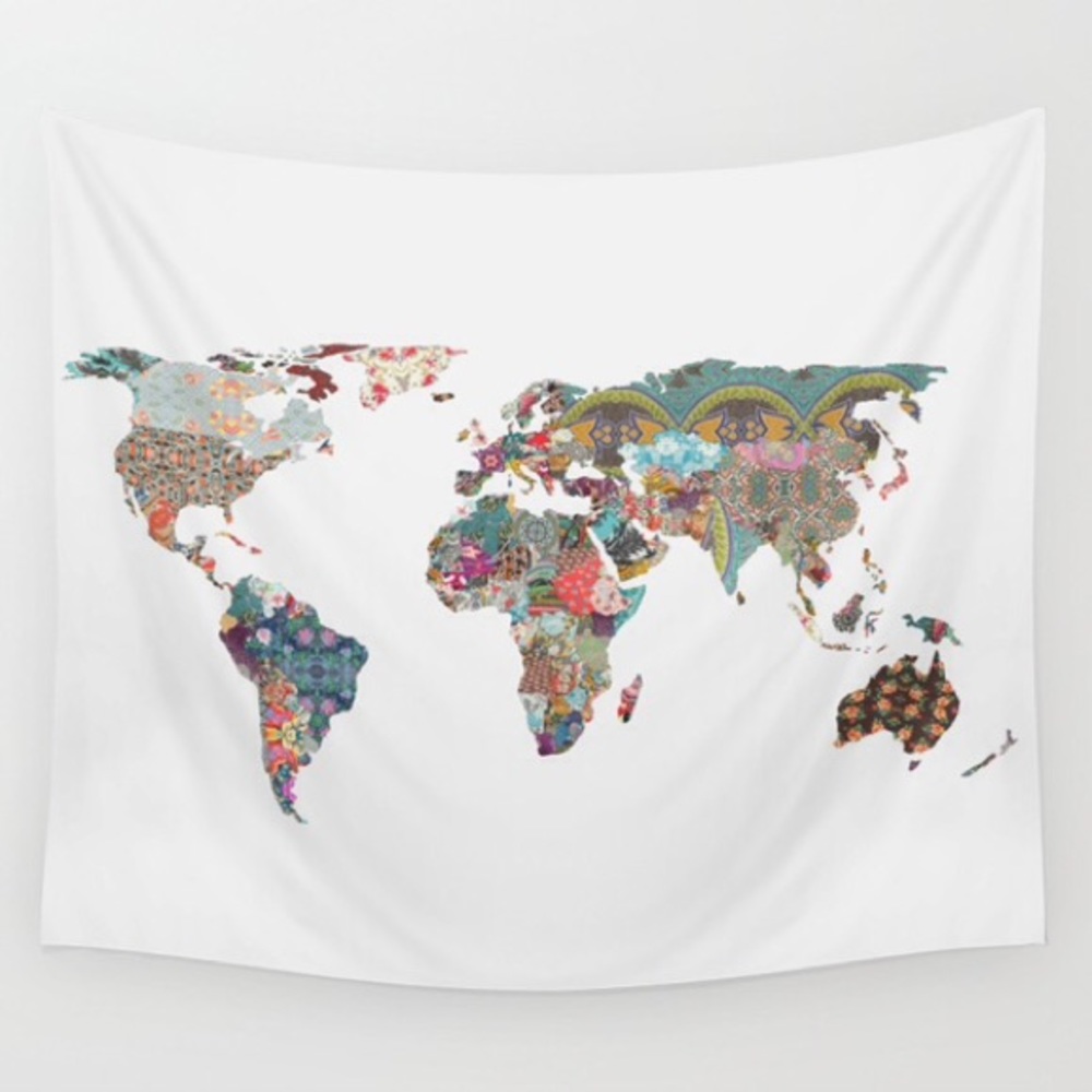 World map tapestry