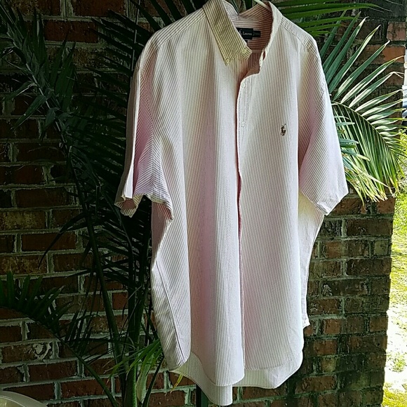 Ralph Lauren Pink & White Pinstripe Classic Fit Shirt Size XXL - Picture 2 of 9