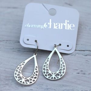 Silver Teardrop Stencil Earrings