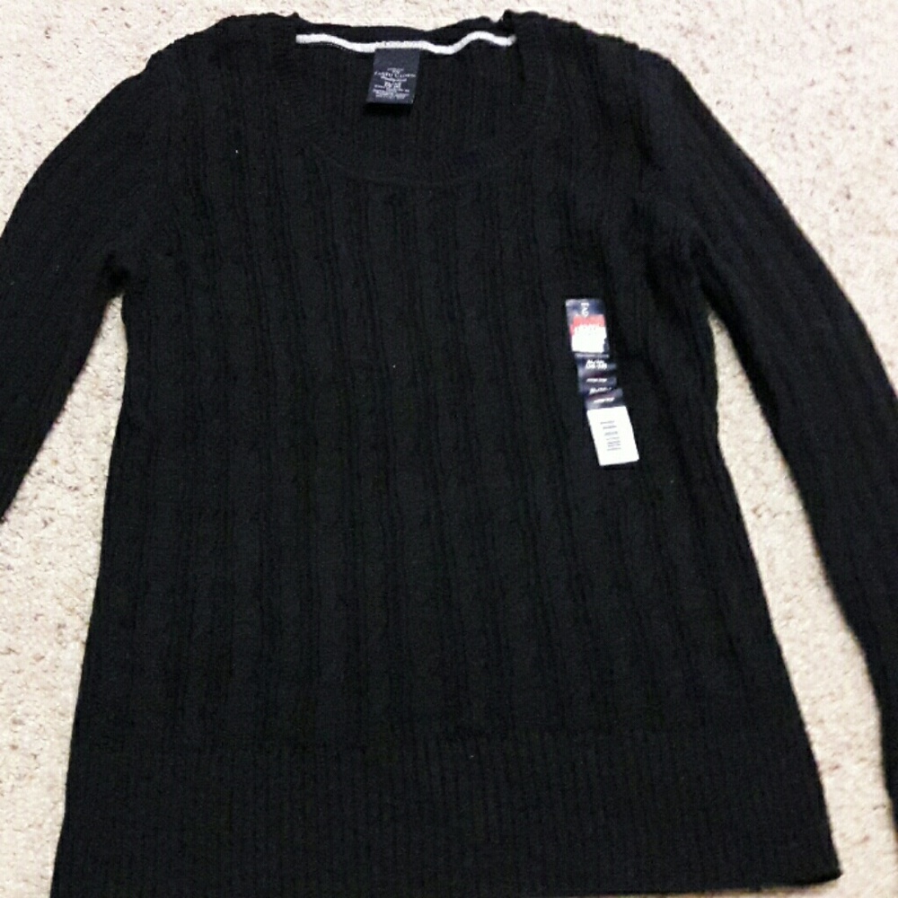 faded glory black cable sweater xl