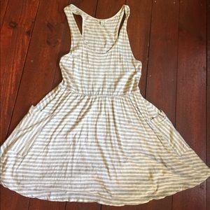 Gray and white striped dress with pockets
