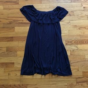 Flowy navy off the shoulder dress