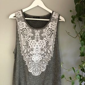 gray topshop shirt tunic with mandala