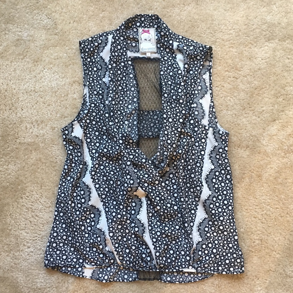 Silky black and white top