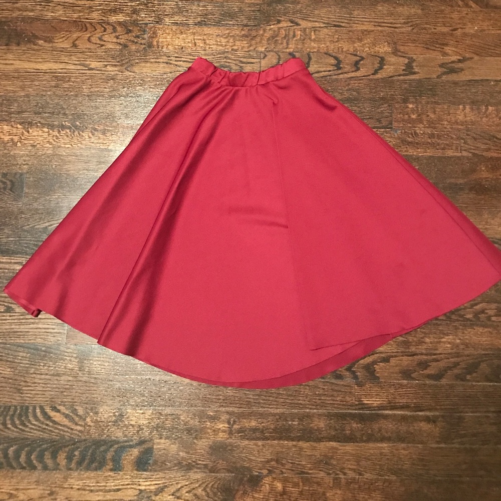 Burgundy Circle Midi Skirt