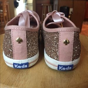 Kate Spade pink sparkly tie up Keds