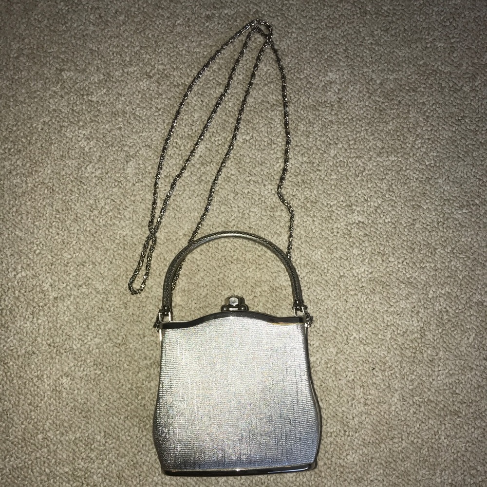 Silver Clutch mini bag with straps
