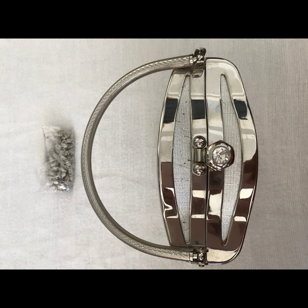 Silver Clutch mini bag with straps - Picture 3 of 8